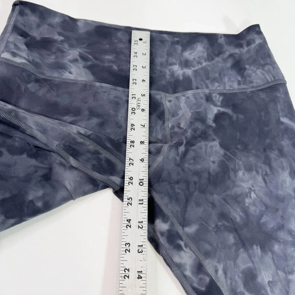 Lululemon Leggings Womens 14 Black Gray Tie Dye High Rise Yoga Athletic Pants